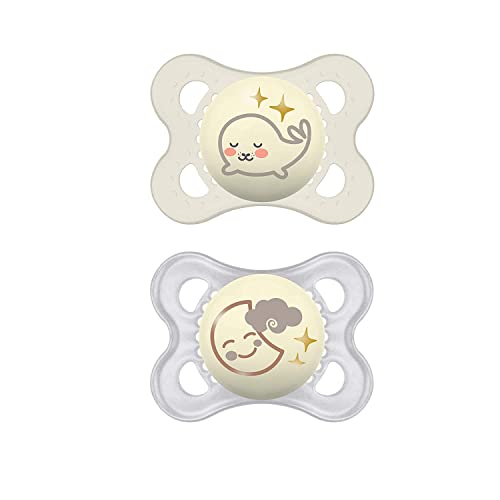 Image of MAM Original Day & Night Baby Pacifier, Nipple Shape Helps Promote Healthy Oral Development, Glows in The Dark, 0-6 Months, Unisex Baby. 2 Count