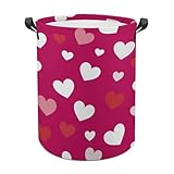 Cestas de lavandería minimalistas con corazones blancos y rojos para el día de San Valentín, cesta de lavandería, impermeable, plegable, cesta de almacenamiento para ropa sucia, para sala de estar y