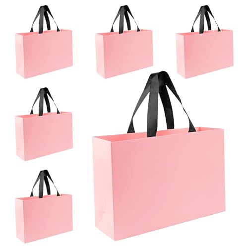 Xloey Pink Gift Bags, 6 Pcs 12.6