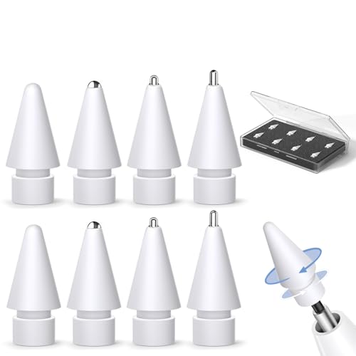 Inesore Paquete de 8 accesorios de repuesto para puntas de lápiz Apple, compatibles con Apple Pencil Pro/2ª generación/1ª generación/USB C, punta iPencil para iPad Pro/Air/Mini, para dibujar y