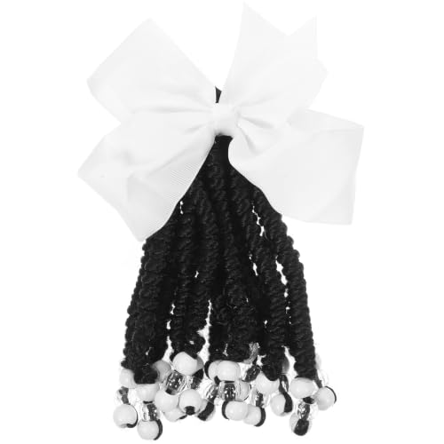 Extensión de cabello trenzada con lazo blanco de fibra sintética resistente