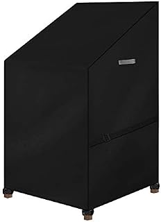 Dokon Garden Stacking Chair Cover, Patio Chair Covers Waterproof, Windproof, Anti-UV 420D Oxford Fabric Outdoor Reclining Garden Chair Cover with Thickened Handles, 70 x 70 x 85 / 125cm (Black)