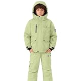 Boys Girls Snowsuit Winter Fashion Snow Bibs Snowboarding Clothes Teen Kids Waterproof Ski Suit (Yellow, 3-4 Years)