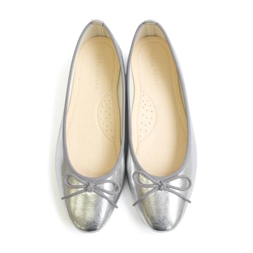 ［アミアミ］ セミスクエアトゥ バレエ シューズ レディース FX2030 (40(25.0cm), シルバー)