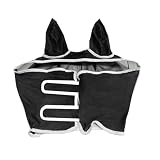 Maschera anti-mosche cavallo | tessuto traspirante protezione UV | copricapo mezzo viso con orecchie e fascia elastica - per scuderia fattoria prato esterno