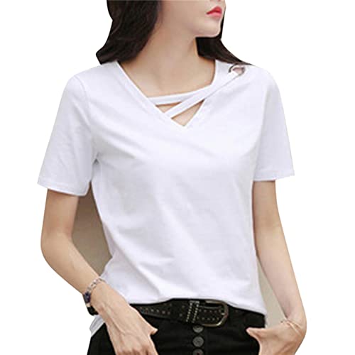 T-shirt blanc manches courtes femme coupe ample anti-engoncement