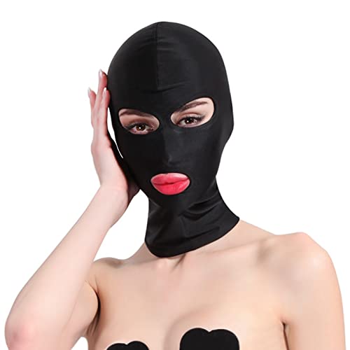 JIAHG Full Cover Fetisch Kopfmaske SM Maske Bondage Maske Mund öffnen Gesichtsmaske Sexy Augenmaske Frauen Sturmhaube