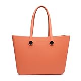 Versa Tote CARRIE Large Rubber Beach Bag Lightweight Waterproof Washable Durable Travel Tote for Boat Pool Sports Gym, Burnt Orange