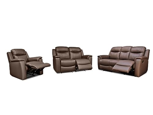 Vente-unique-Ledergarnitur Relax 3+2+1 - Braun - Evasion