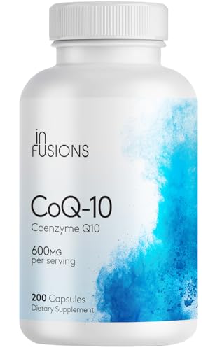 Infusions Maximum Strength Pure CoQ10 600mg 200 Capsules High Absorption Gluten Free Non-GMO