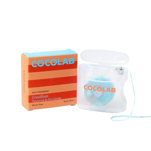 Cocofloss Woven Dental Floss, Dentist-Designed Oral Care, Strawberry Scent, Waxed, Expanding, Kid-Friendly String Floss with Coconut Oil, 1 Spool (33 yd)