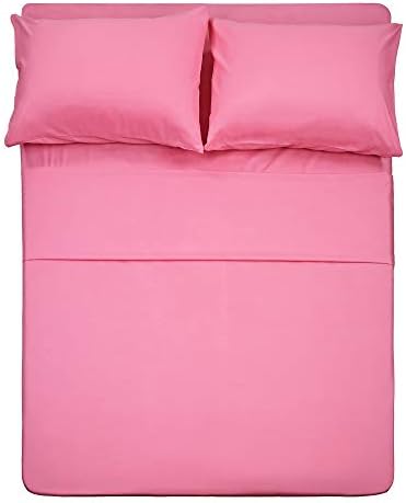 Homelike Collection 4 Piece Bed Sheet Set (full,pink) 1 Flat Sheet,1 Fitted Sheet and 2 Pillow Cases,100% Brushed Microfiber 1800 Luxury Bedding,deep