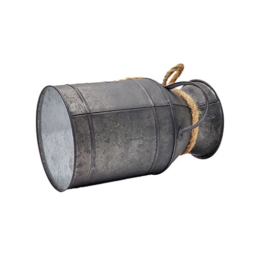 Philpety Shabby Chic Classy Designed Milk Can Galvanized Finish Metal Vase Country Rustic Primitive Decorative Flower Holder, 7.5" H #TOP4