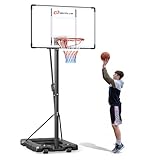 COSTWAY Canestro da Basket per Esterno e Interno, Portatile, Altezza Regolabile 226-361 cm, con Base Riempibile, Tabellone Infrangibile, Ruote, per Principianti, Professionisti, Adulti, Bambini