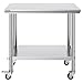 Vevor Mophorn Stainless Steel Work Table 36x24 Inch with 4 Wheels, Casters Heavy Duty Food Prep Worktable for Commercial Kitchen Restaurant, Silver