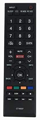 Fine remote CT-8037 Replacement Remote Control for Toshiba Smart TV LCD LED TV with Netflix 40L3400, 40L3400U, 40L3400UC, 50L3400, 50L3400U, 50L3400UC, 58L5400U, 65L5400U, 58L5400,