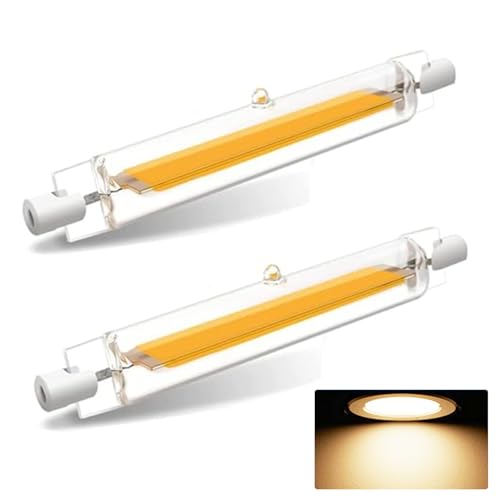 ZJZG Bombilla R7S LED 118mm Regulables, LED R7S 118mm 20W COB Equivalente 200w Lámpara Halógena, Blanco Cálido 3000K, 2000LM, iluminación de haz de 360 ​​°, Bajo Consumo, 2 Pack