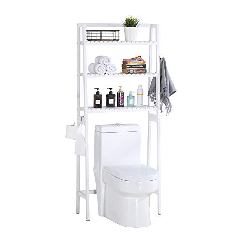 MallBoo Toilet Storage Rack, 3 -Tier Over-The-Toilet Bathroom Spacesaver - 100% Wood