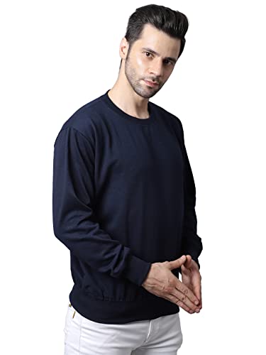 Image of BZR-Men's Fleece Round Neck Regular Sweatshirt (Sw Rrn Black 01-L Black L)(1903)