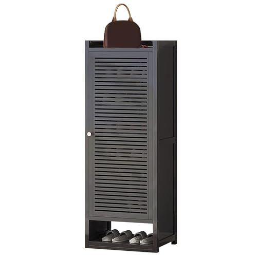 Armario de almacenamiento de zapatos de madera con puertas con persianas, estantes ajustables, organizador independiente moderno para entrada y pasillo, 6 niveles