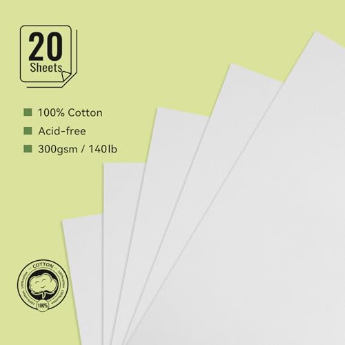 Lightwish Watercolor Sketchbook,100% Cotton Acid Free Watercolor Journal,300gsm/140lb Hot Press Watercolor Paper for Artists,Adults,Students,20 Sheets,5.8 * 8.2 Inches Paper - Image 6