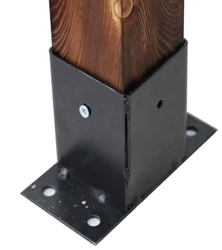 Heavy Duty Steel Fence Post Support Bracket for Outdoor Pavilion Deck Railing Square Stand Wood Post Holder Bolt Down Base 1PCS (13x6.7cm)