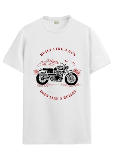 Image of ADRO Men's Royal Bike Design Printed 100% Cotton T-Shirt - Regular Fit, Printed T-Shirts for Men