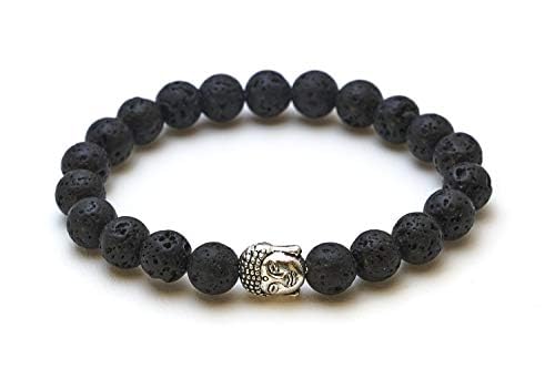 BERGERLIN Buddha Armband mit echten Lavastein Perlen Lavastein Armband