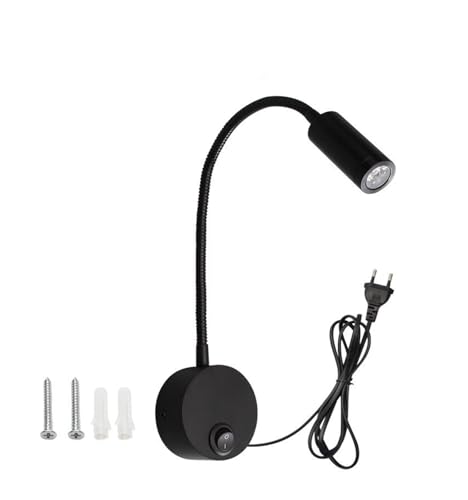Lámpara de pared LED 3W con USB aplique de cabecera con enchufe foco lectura negro