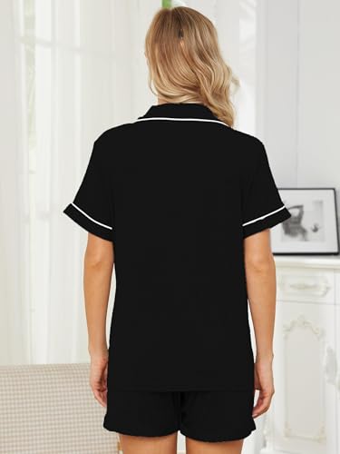 Image of Womens Pajama Sets Short Sleeve Sleepwear Soft Button Down Nightwear Lounge Pj Set XS-XXL