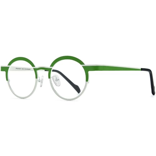 Image of FONEX Colorful Pure Titanium Glasses Frame Women Retro Round Eyeglasses