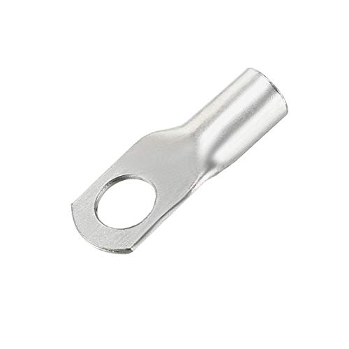 Uxcell Copper Wire Lugs,10Awg Sc10-6,Bolt Hole,Battery Cable Ends Eyelets Crimp Tubular Ring Terminals Connectors Silver Tone 20Pcs #TOP2