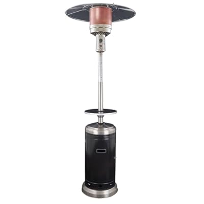Hiland HLDS01-SSBLT 48,000 BTU Propane Patio Heater with Wheels, Large, Black