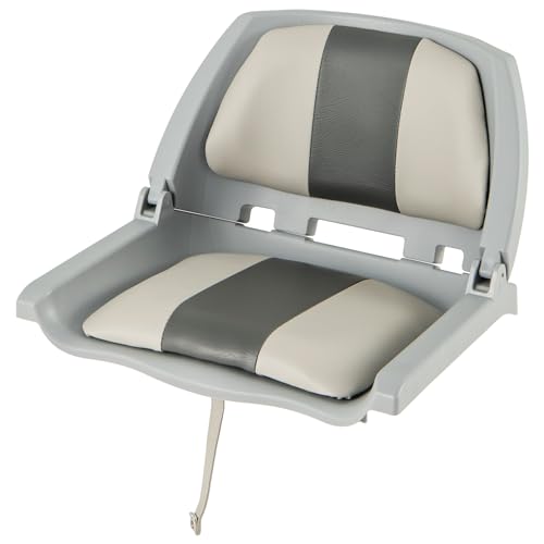 COSTWAY Bootssitz klappbar, Bootsstuhl mit niedriger Rückenlehne, gepolsterter Steuerstuhl für Angelboot, Ausflugsboot, Motorboot, Kanu, 57 x 51 x 35 cm