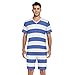 YYZZH Men's Pajama Sets Blue And White Horizontal Stripe Fashion Striped Pattern Sleepwear Short Sleeve Lounge Sets for Men