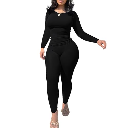 Nimsruc Two Piece Outfits For Women Casual Jogging Suits Long Sleeve Tracksuits Bodycon Crew Neck...