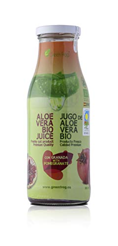 Green Frog Jugo de Aloe Vera Bio con Granada - Producto Fresco - Aloe Vera 99,8% Calidad Premium - 500 ml (Con Granada, 1 Botella 0,5 L)