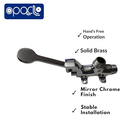 Image of Brass Foot Pedal Operated Tap, Chrome Finish, Floor Mount, Hands-Free Operation, 15mm Outer Thread, Touchless Control