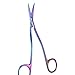 MAKER AND MARKET Applique Long Thin Needlepoint Blade 6.1 Inch - Double Bent Curved Offset Handle Scissors with Pouch Sleeve for Embroidery, Fabric, Thread, Knitting, Sewing, Arts & Craft (Rainbow)