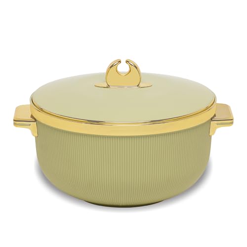 Image of SELVEL Royal Linex Casserole Collection | Insulated Hot Cases | Stainless Steel Inner | BPA-Free | Brown & Lime Green | (Royal Linex Casserole - Lime Green, 1200ml)