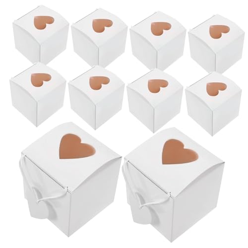 Garneck 50Piezas Cajas De Dulces Blancas Con Ventana Forma De Corazón Para Bodas Fiestas y De Dulces