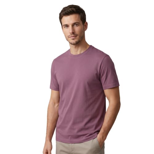 Image of NOBERO 100% Cotton T Shirts for Men Stylish | Regular Fit | Solid T Shirts for Men 180 GSM Combed Cotton | Round Neck Half Sleeve