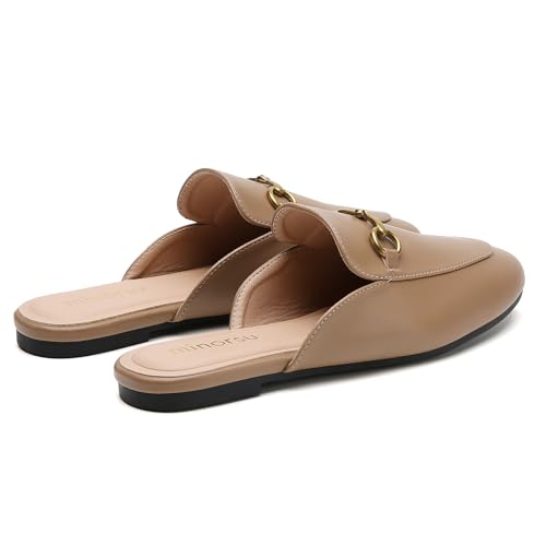 Image of Minorsu Buckle Mules for Women Flats Loafers Shoes for Work Office Business | Slip on,Round Toe,Backless,Slides, Casual