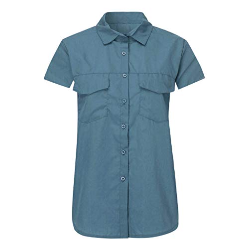 Blusa feminina Limsea com estampa solta e botão, 4 - Blue, XXX-Large