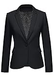 LookbookStore Casual Blazers Long Sleeve Work Office Jackets Blazer Casual Black Notched Lapel Button Work Office Blazer Jacket Suit Womens Blazers for Professional Women Size 16 Size 18