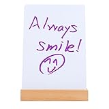 POPETPOP Notiztafel Whiteboard A6 aus PVC mit Holzsockel Wiederverwendbar Multifunktional für Büro Zuhause und Gastronomische Nutzung