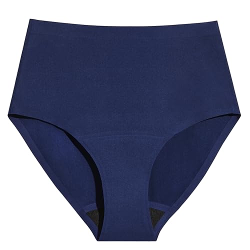 KNIX Ropa interior de talle alto a prueba de fugas, ropa interior a prueba de fugas, ropa interior de período para mujer, lavable a máquina, reutilizable, midnight, Large
