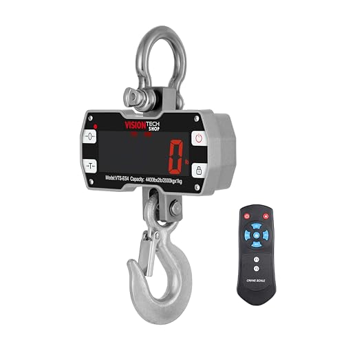 VisionTechShop Digital Crane Scale, VTS-ES4 4400lb/2000kg Heavy Duty Compact Hanging Industrial Scale with Remote Control, Large LED Display, Smart Accuracy for Farm, Factory, Construction