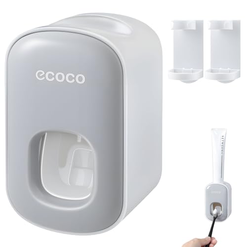 WZYTEU Lot de 3 distributeurs automatiques de dentifrice avec 2 porte-brosses à dents, presse-dentifrice pour salle de bain, enfants, adultes