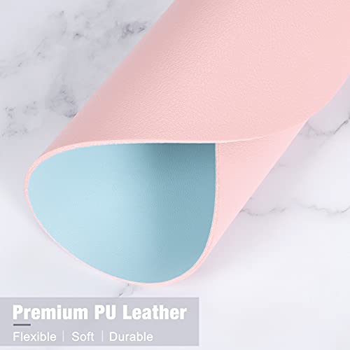 Hsurbtra Mouse Pad, Double-Sided Pu Leather Small Round Mousepad 8.7 X 8.7 Inch,Anti-Slip Waterproof Mouse Mat, Pretty Cute Mouse Pad For Office Home Gaming Laptop Men Women Kid,Pink & Blue #TOP4